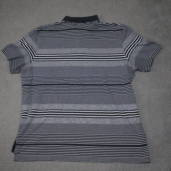 Vintage Polo By Ralph Lauren Golf Polo Shirt Mens 2XL Black/White Striped Pima - Picture 4 of 7